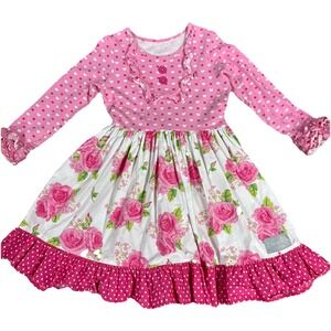 Eleanor Rose Dress Pink Roses And Heart Kisses Girls‎ 5-6